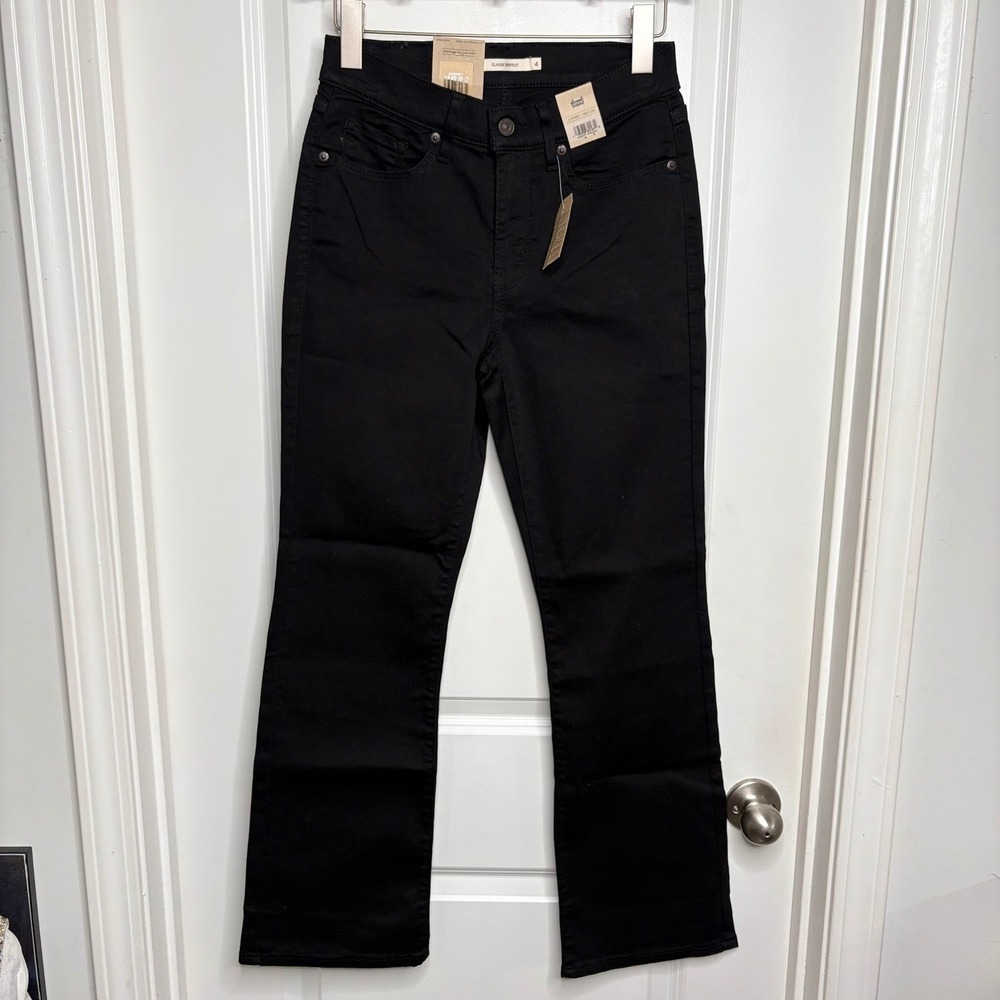 Levis Classic Bootcut Hypersoft Jeans Black Mid Rise 4 Short W27 L30 39252-0017